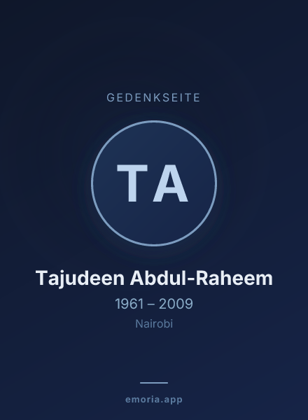 Gedenkportrait von Tajudeen Abdul-Raheem