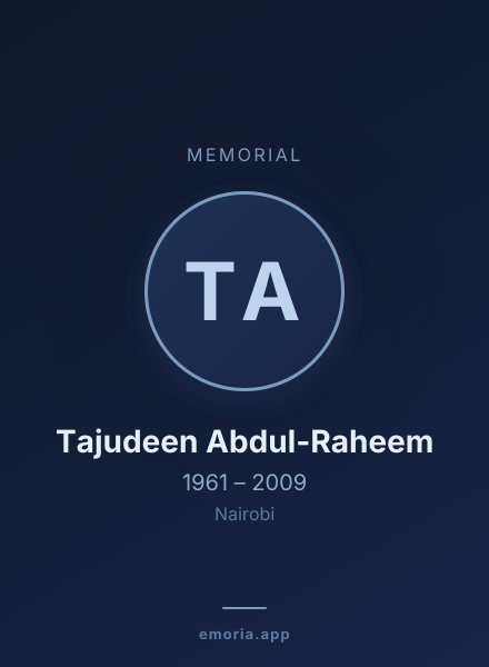Memorial portrait of Tajudeen Abdul-Raheem