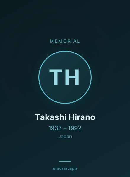 Memorial portrait of Takashi Hirano