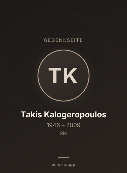 Gedenkportrait von Takis Kalogeropoulos