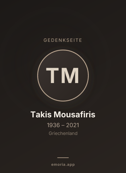 Gedenkportrait von Takis Mousafiris