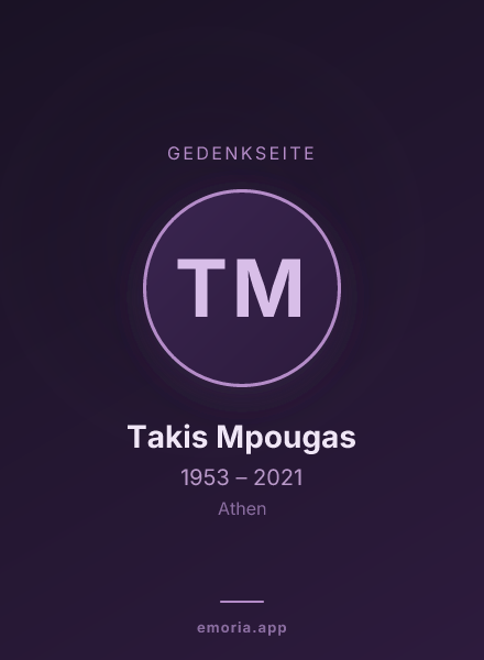 Gedenkportrait von Takis Mpougas