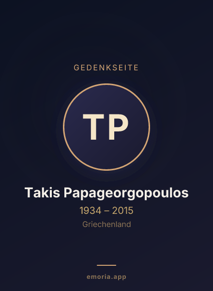Gedenkportrait von Takis Papageorgopoulos