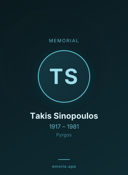 Memorial portrait of Takis Sinopoulos