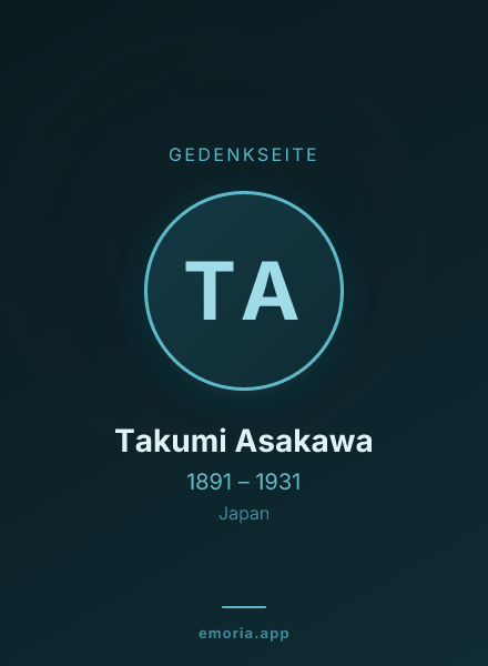 Gedenkportrait von Takumi Asakawa