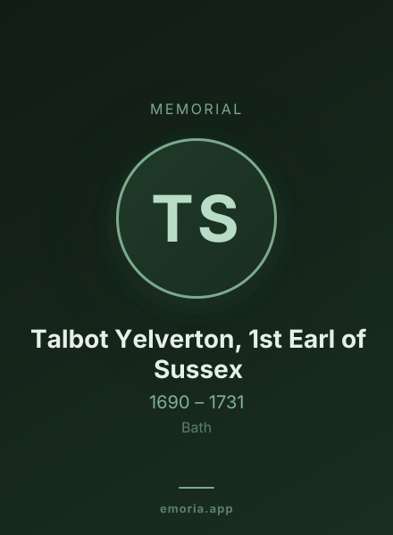 Memorial portrait of Talbot Yelverton, 1st Earl of Sussex