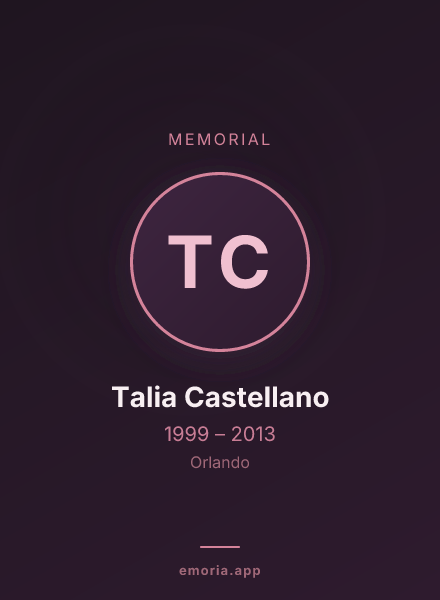 Memorial portrait of Talia Castellano