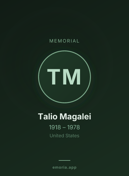 Memorial portrait of Talio Magalei