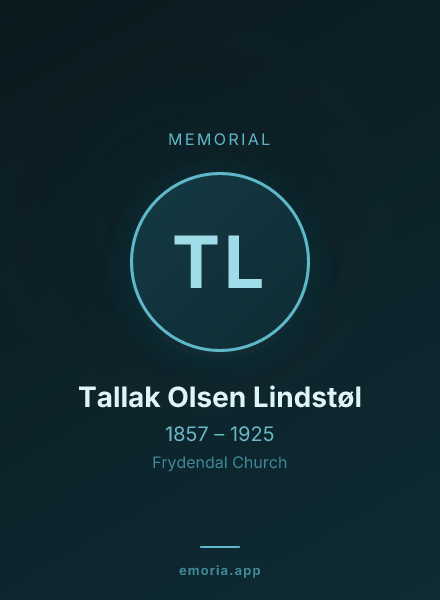 Memorial portrait of Tallak Olsen Lindstøl