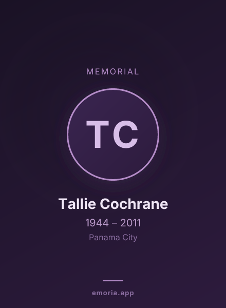 Memorial portrait of Tallie Cochrane