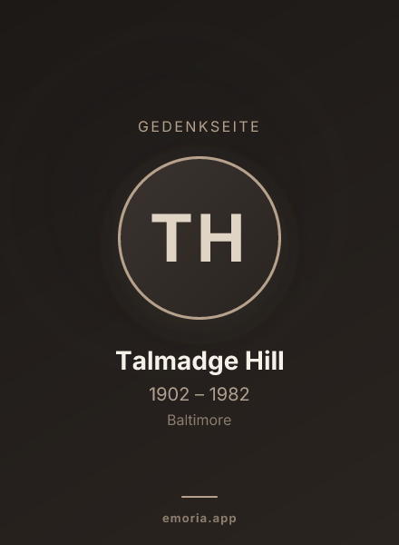 Gedenkportrait von Talmadge Hill