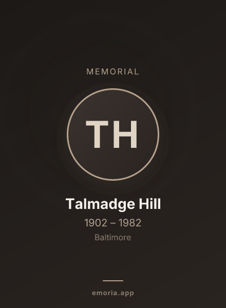 Memorial portrait of Talmadge Hill