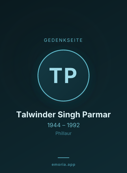 Gedenkportrait von Talwinder Singh Parmar