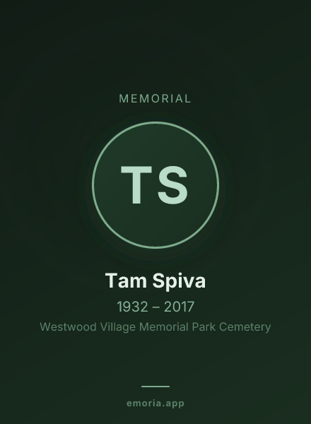 Memorial portrait of Tam Spiva