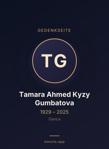 Gedenkportrait von Tamara Ahmed Kyzy Gumbatova