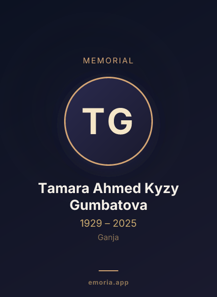 Memorial portrait of Tamara Ahmed Kyzy Gumbatova