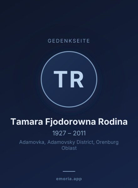 Gedenkportrait von Tamara Fjodorowna Rodina