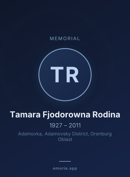 Memorial portrait of Tamara Fjodorowna Rodina