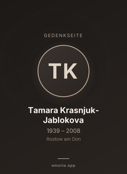 Gedenkportrait von Tamara Krasnjuk-Jablokova