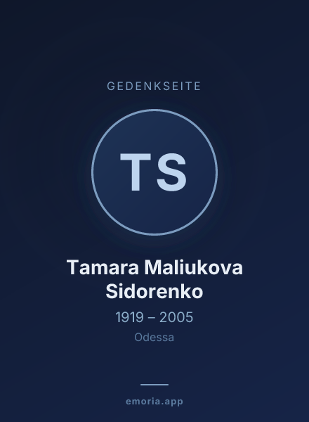 Gedenkportrait von Tamara Maliukova Sidorenko