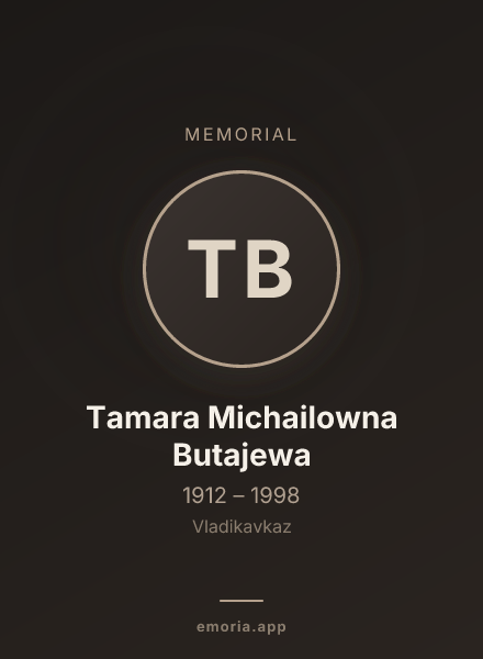 Memorial portrait of Tamara Michailowna Butajewa