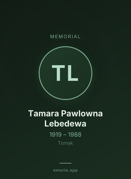 Memorial portrait of Tamara Pawlowna Lebedewa