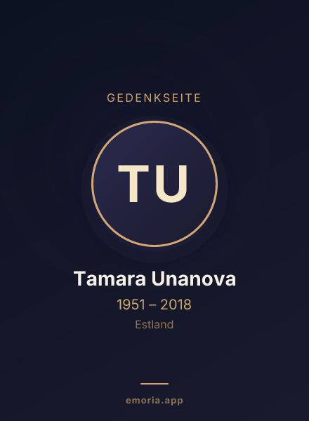 Gedenkportrait von Tamara Unanova