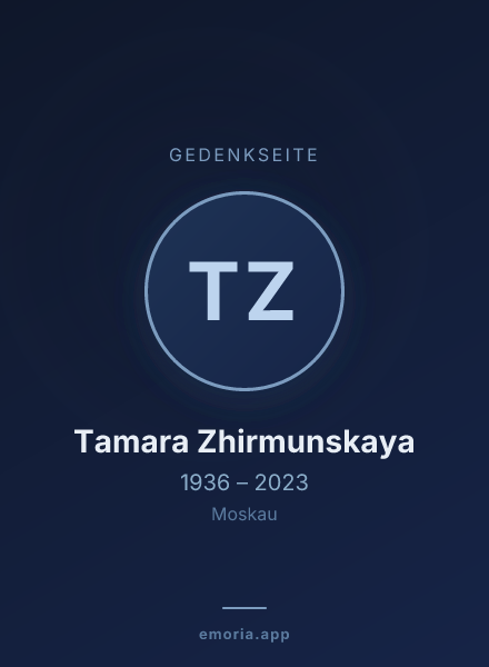 Gedenkportrait von Tamara Zhirmunskaya