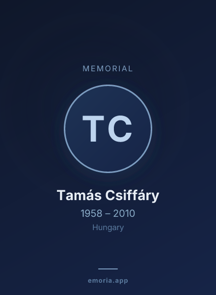 Memorial portrait of Tamás Csiffáry
