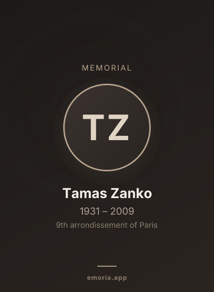 Memorial portrait of Tamas Zanko