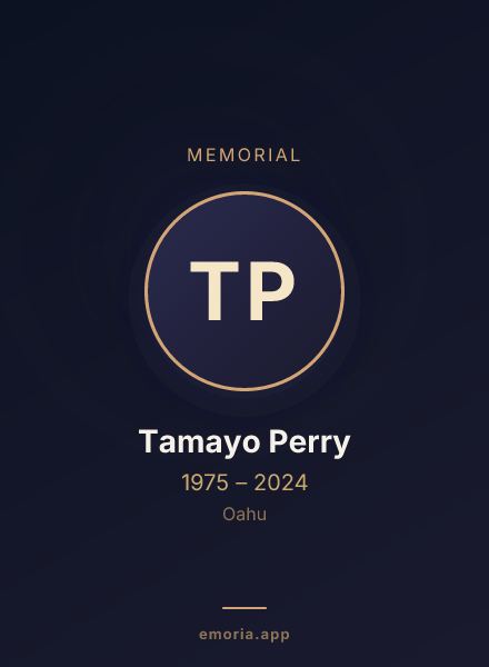 Memorial portrait of Tamayo Perry