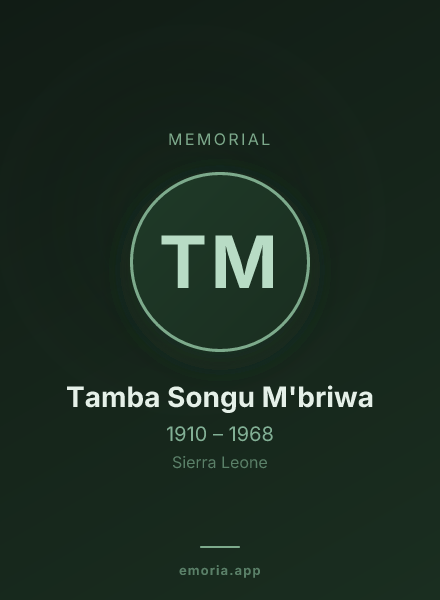 Memorial portrait of Tamba Songu M'briwa
