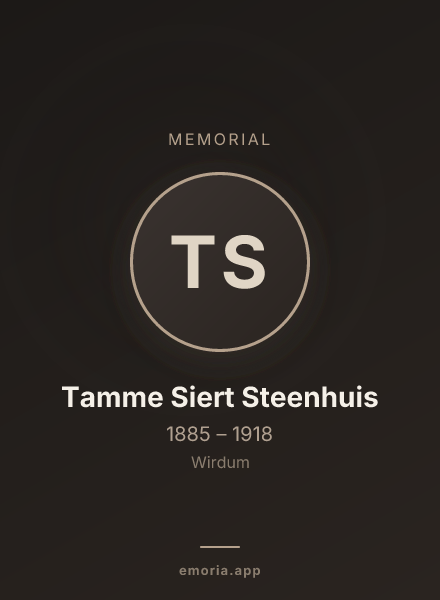 Memorial portrait of Tamme Siert Steenhuis