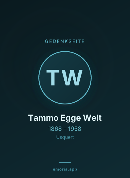 Gedenkportrait von Tammo Egge Welt