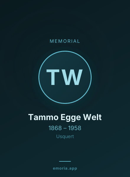 Memorial portrait of Tammo Egge Welt