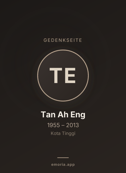 Gedenkportrait von Tan Ah Eng