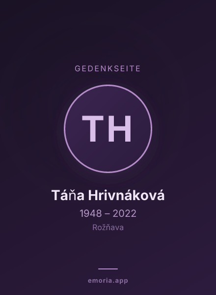 Gedenkportrait von Táňa Hrivnáková