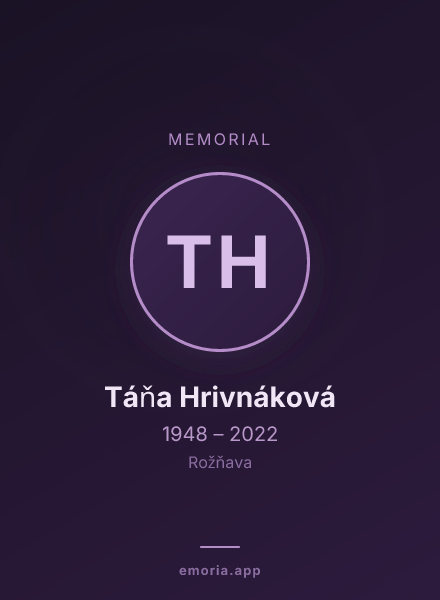 Memorial portrait of Táňa Hrivnáková