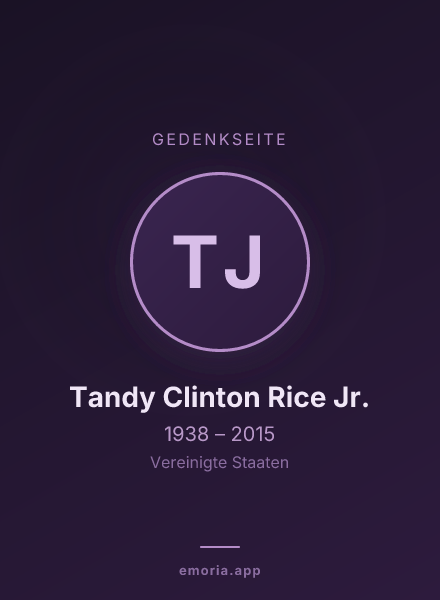 Gedenkportrait von Tandy Clinton Rice Jr.