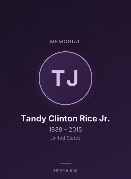 Memorial portrait of Tandy Clinton Rice Jr.