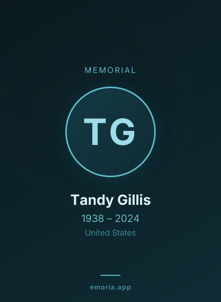 Memorial portrait of Tandy Gillis