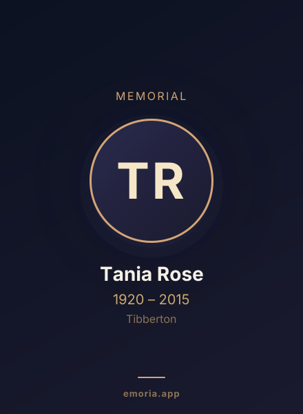 Memorial portrait of Tania Rose