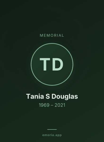 Memorial portrait of Tania S Douglas