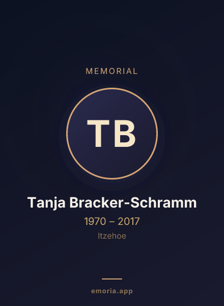 Memorial portrait of Tanja Bracker-Schramm