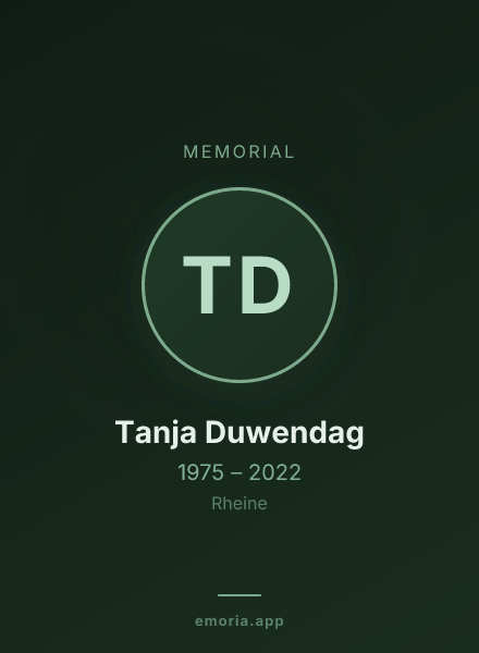 Memorial portrait of Tanja Duwendag