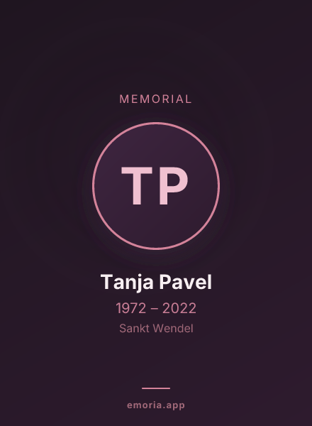 Memorial portrait of Tanja Pavel