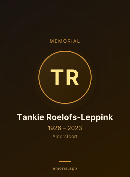 Memorial portrait of Tankie Roelofs-Leppink