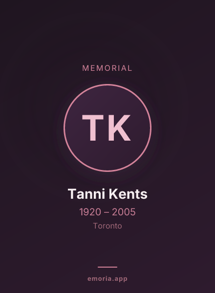 Memorial portrait of Tanni Kents