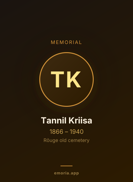Memorial portrait of Tannil Kriisa