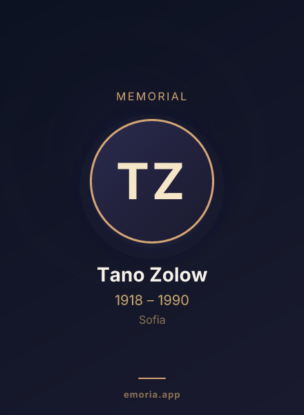 Memorial portrait of Tano Zolow